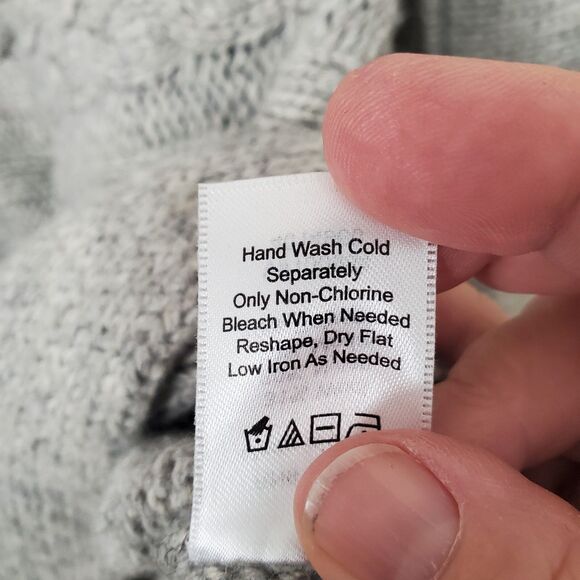 Coldwater Creek Wool Blend Gray Cable Knit Sequined Button-Up Cardigan Sweater L - Picture 7 of 7